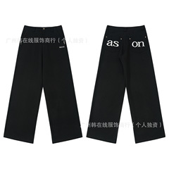 高版本ason韩国小众品牌休闲韩式口袋字母logo刺绣休闲裤一件代发