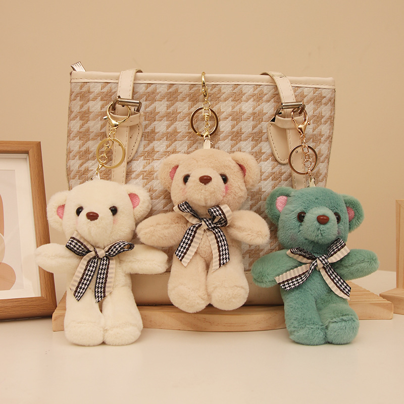 Dibujos animados peluche oso niña llavero mochila escolar muñeca linda mochila colgante colgante muñeca regalo estilo ins