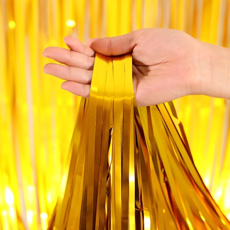 Cortina de lluvia mate mate mate fiesta de cumpleaños fondo de boda decoración de pared diseño brillante cuadrado cortina de lluvia borla