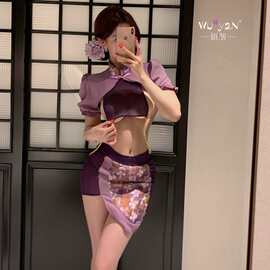 情趣内衣趣女禁欲系大尺度qqny情侣情趣味紫色性感睡衣用品