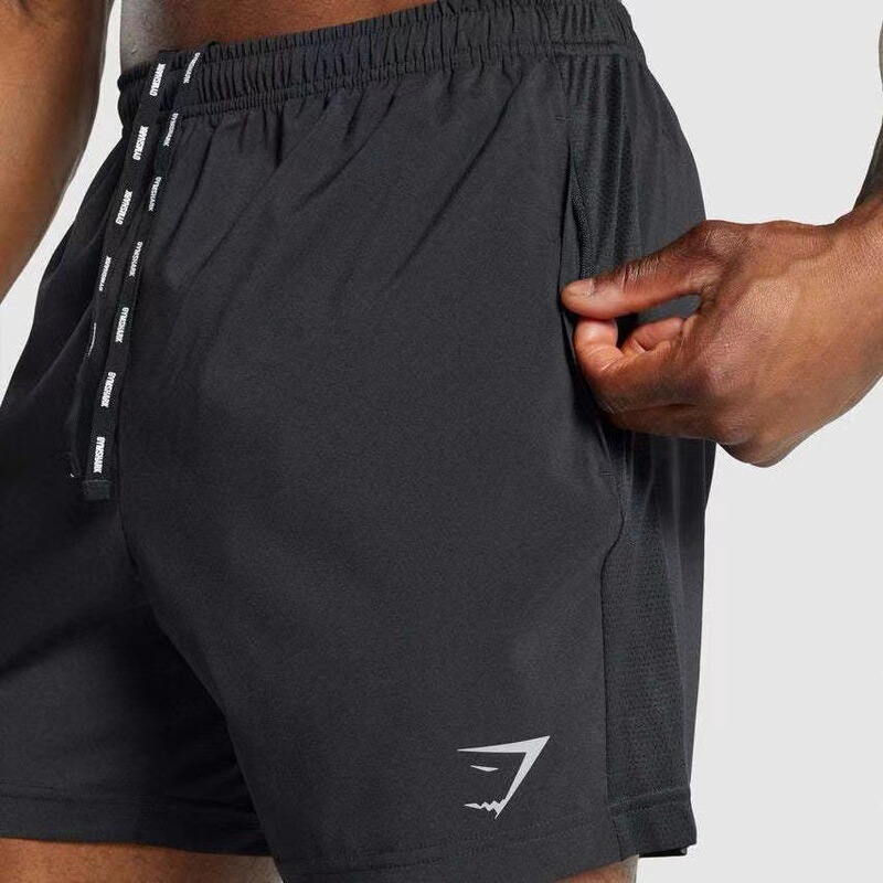 Original Packaging Gymshark Quick-Dry Zipper Shorts with Splicing Design, Breathable Sports Fitness Training Men's Running Shorts Original Packaging Gymshark Quick-Dry Zipper Shorts with Splicing Design, Breathable Sports Fitness Training Men's Running Shorts