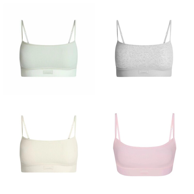 25 NEW SKIMS COTTON RIB SCOOP BRALETTE Cotton Thread Short Sling Underwear Vest