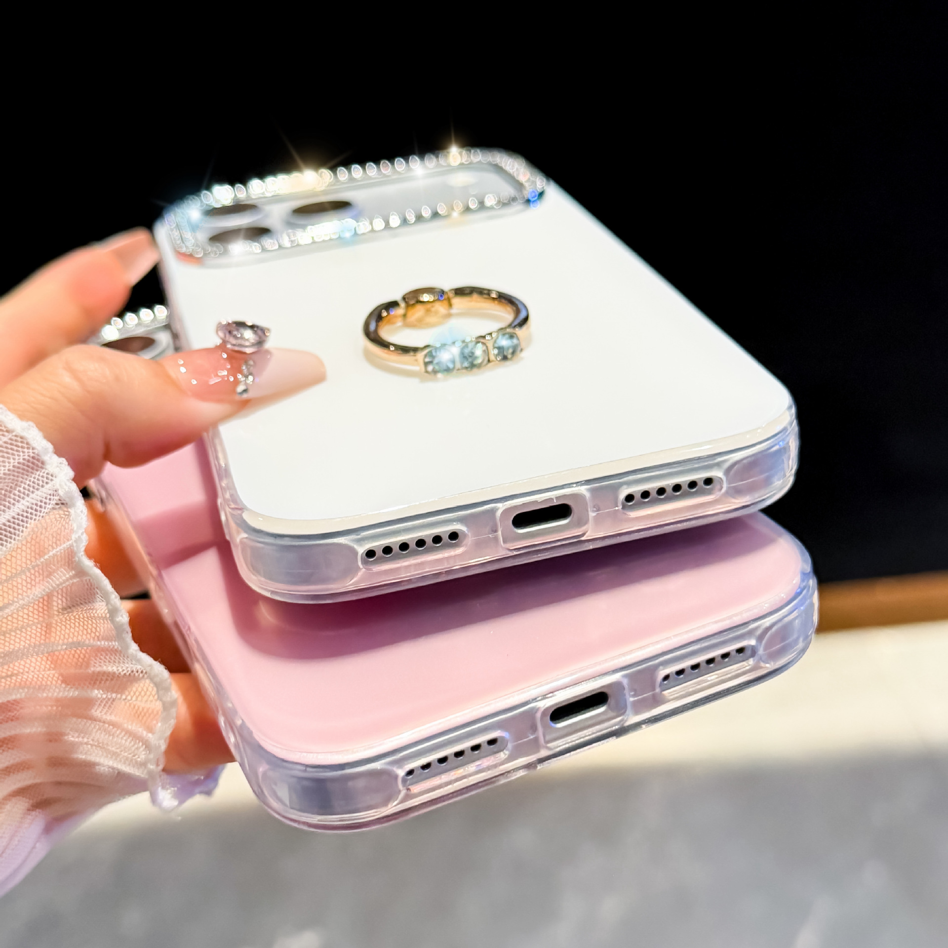 多巴胺指环支架手机壳适用苹果18潮流iPhone17Promax星钻软壳跨境