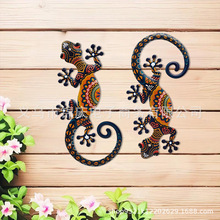 跨境批发现货铁艺壁挂壁虎uv打印彩色仿真壁虎工艺品壁挂装饰家居