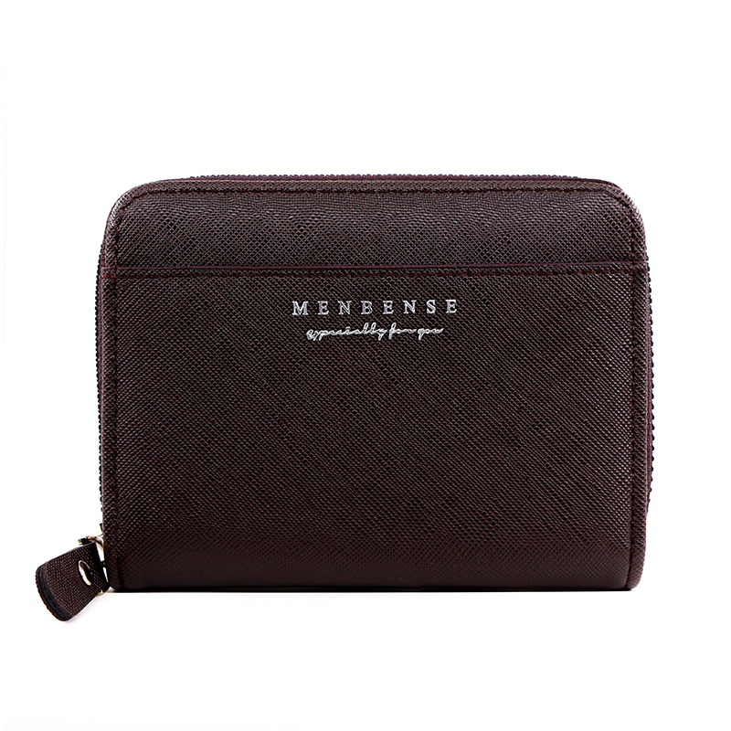 Hombres de la moda de cremallera corta cartera de embrague de negocios de la vendimia monedero bolsa de identificación de color sólido carta cartera