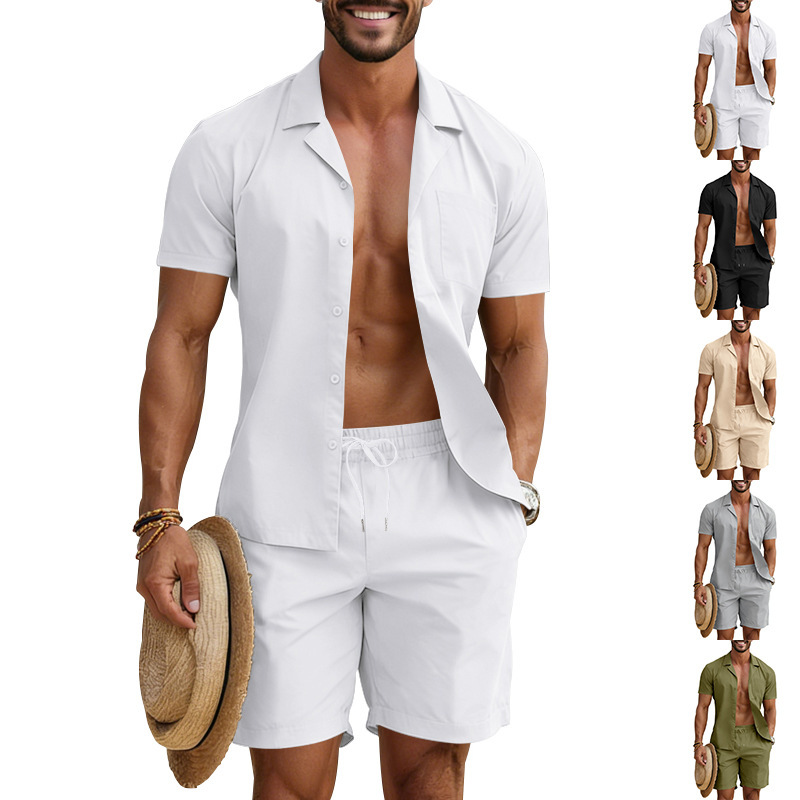 Men's Casual Summer Outfit Set | Loose Fit Beach Shirt & Shorts | Trendy Vacation Wear For Hot Weather_viptrois.com