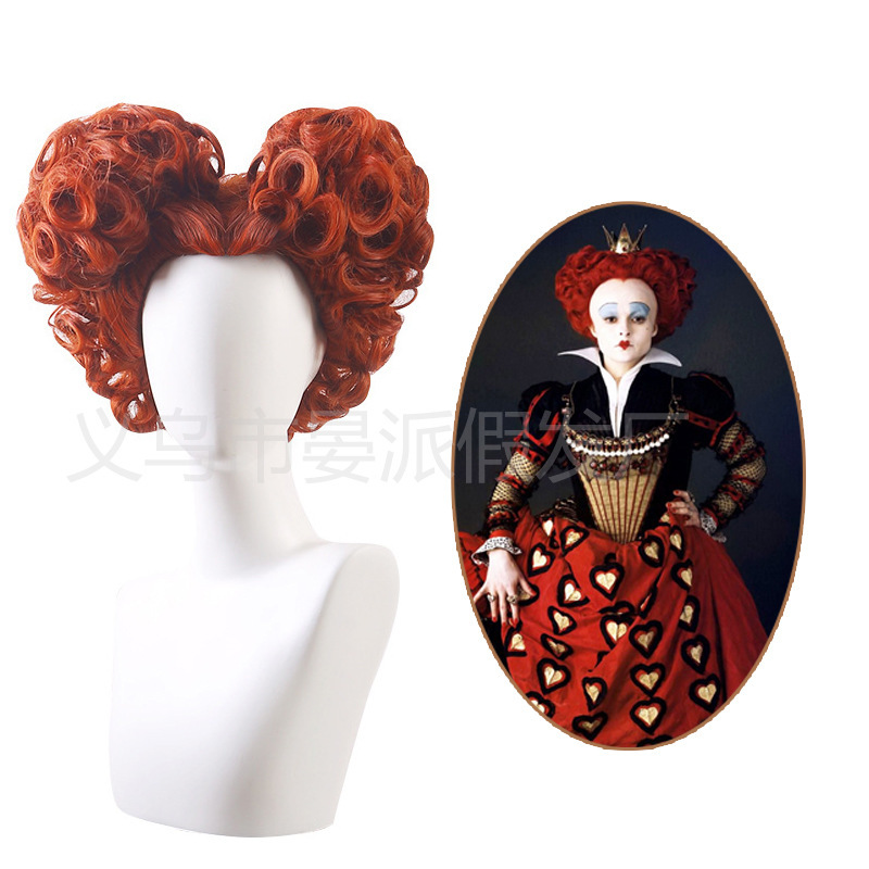 Red Heart Witch Red Queen cos Wig Alice in Wonderland 2 cosplay Wig Headgear