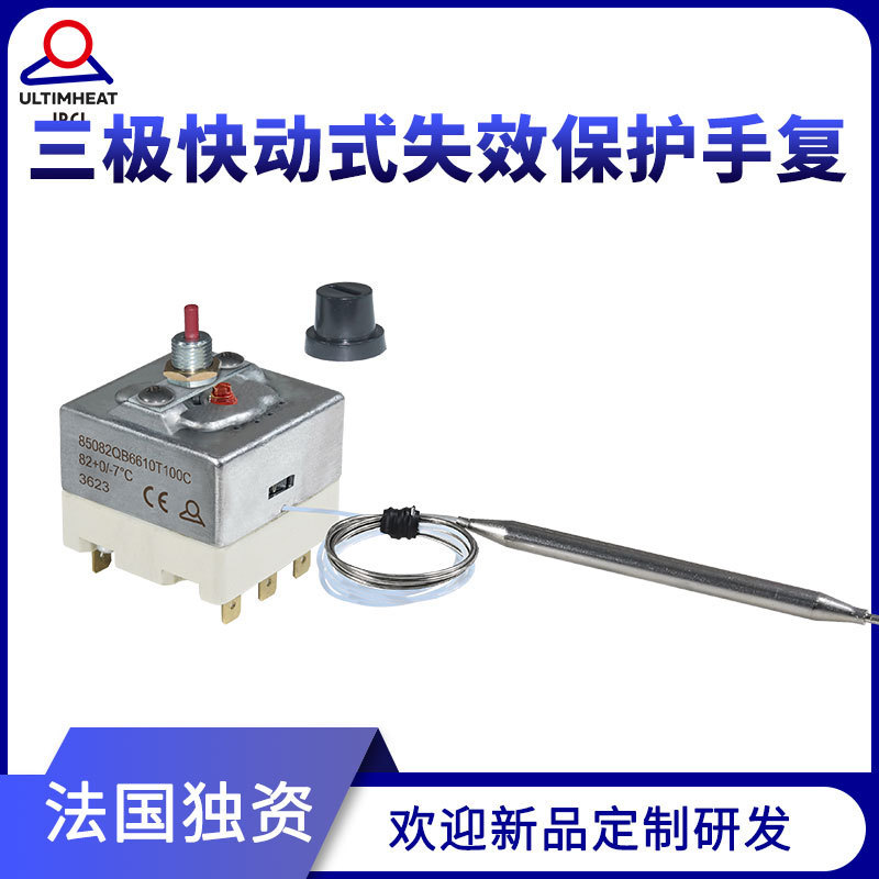 Perryman Thermostat Three-Pole 30A Liquid Expansion Type Failure Protection Manual Reset Thermostat with Probe