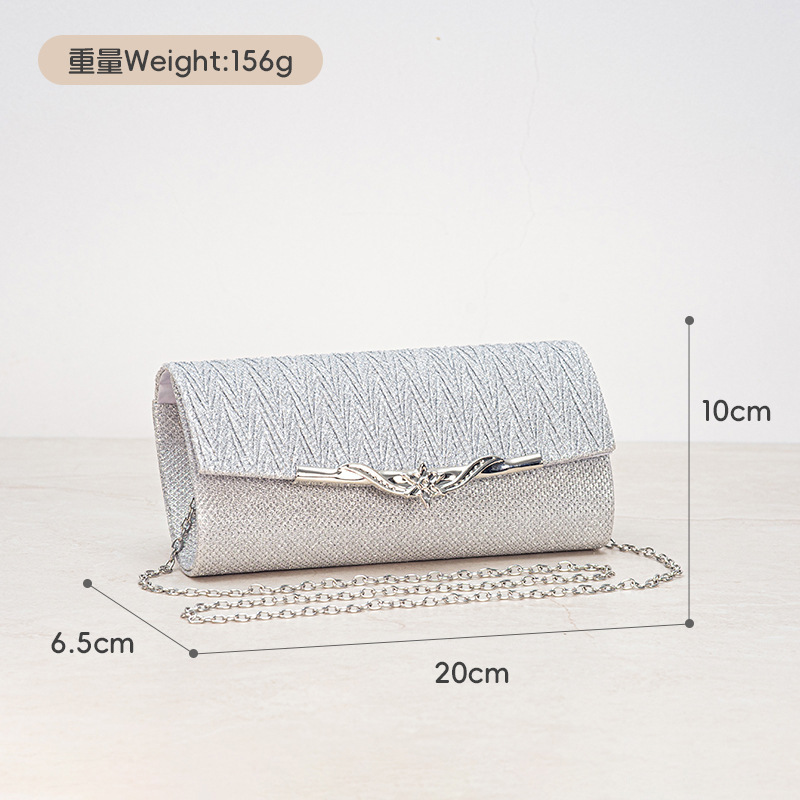 Cross-Border New Factory Direct Metal Women's Evening Bag Shiny Pleated Luxury Portable Round Bottom Crossbody Clutch - Thumbnail 7