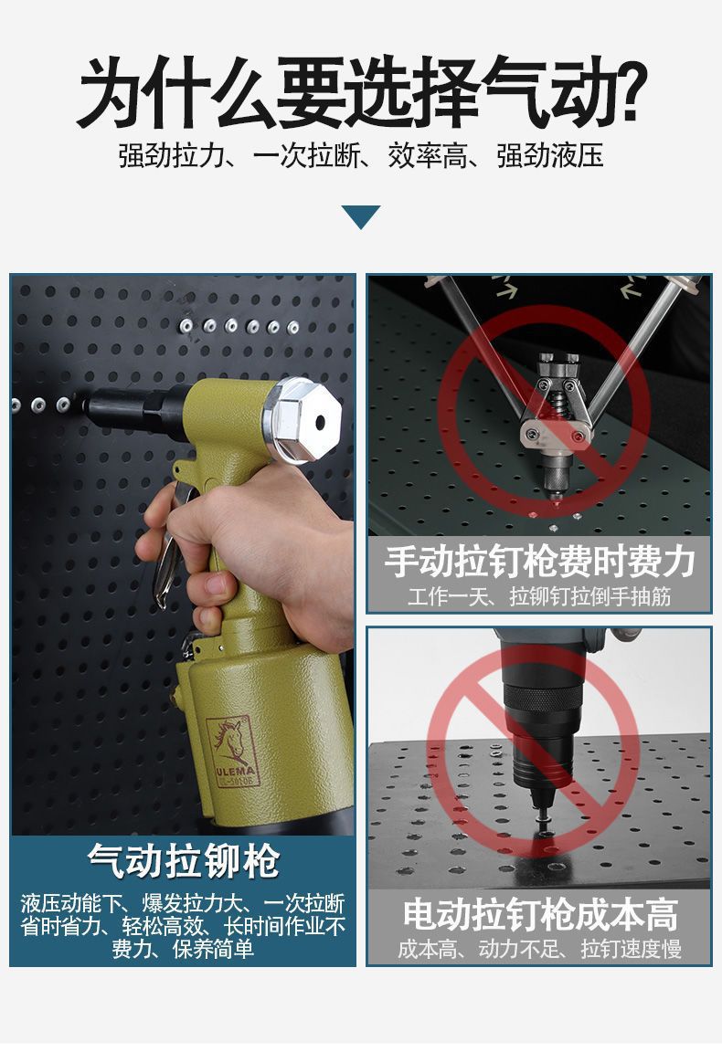 锐力马气动拉钉枪拉铆枪铝钉抽芯铆钉枪工业级液压三爪式拉铆直销