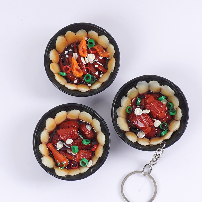 仿真食物地锅鸡钥匙扣中式贴饼炖排骨小碗菜包包挂件吃货食玩挂饰|undefined