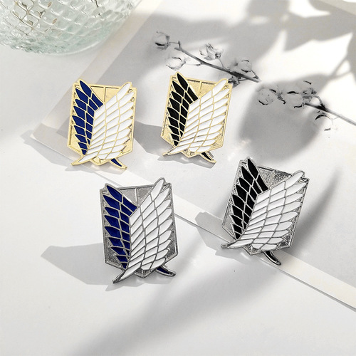 Japanese anime merchandise accessories, Attack on Titan Freedom Wing logo badge, enameled alloy brooch