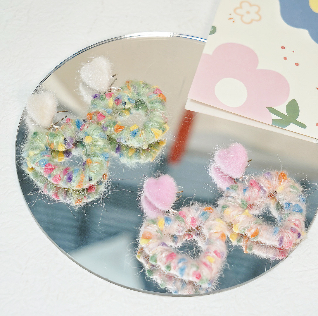 wrapped plush heart earrings new trend sweet and cute earrings temperament versatile heart shaped ear clips_voghion.com