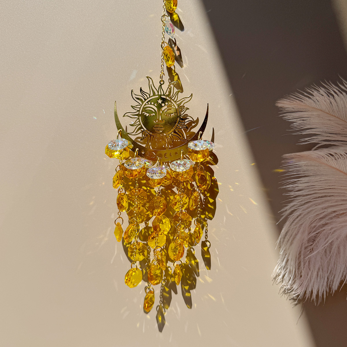90g Weight Suncatcher, Wind Chime Home Textiles & Decor Type 1 Piece Quantity Housewarming, Graduation, Birthday Occasion Crystal Material Sun Pattern Simple Style Style Simple Style Sun Crystal Suncatcher Wind Chime Wall Art 10