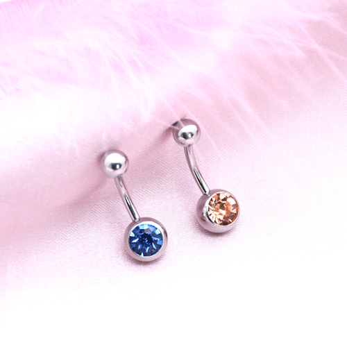 Cross-border supply of stainless steel diamond-encrusted European and American hotties navel nails and navel rings sexy body piercing piercing jewelry wholesale