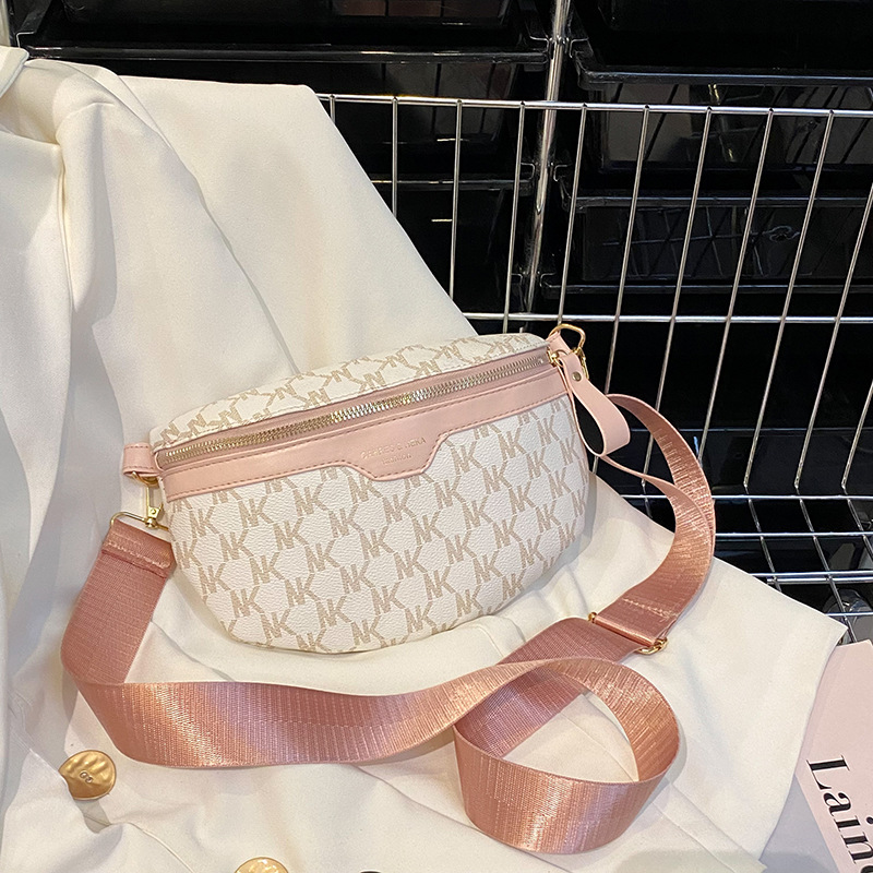 Vintage Retro Damen-Bauchtasche 2026, halbkreisförmiges, farblich abgesetztes Brustteil von Niche mit breitem Schultergurt, vielseitig einsetzbar_voghion.com