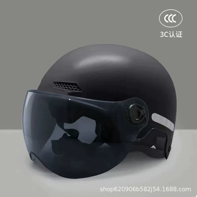 Motosiklet kaskı (dəbilqə) Helmet, Summer Sun Protection Half Helmet - matte-black-sun-protection-short-glasses-free-night-reflective-stickers-306