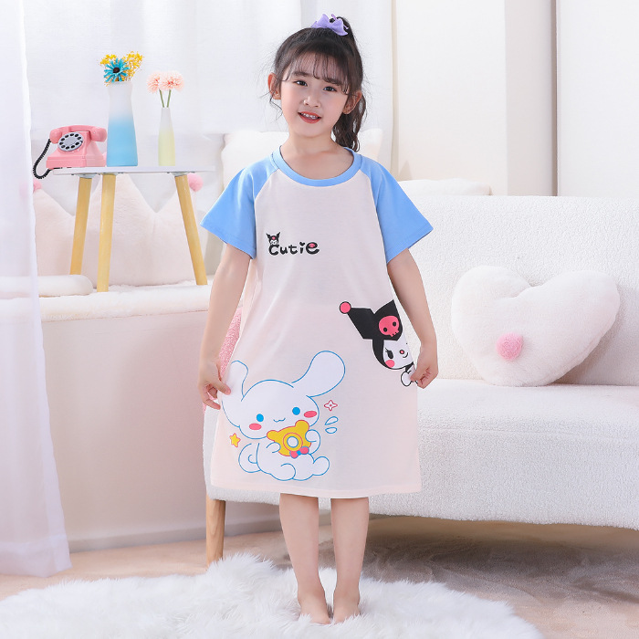 Pijamas infantiles niñas de manga corta verano delgado dibujos animados yu Gui perros niñas de niños mayores set de ropa de bebé