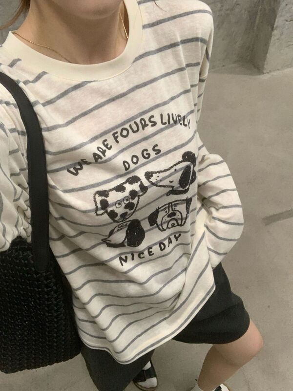 091560代发SeaWhen海维恩2025秋季新款随性条纹卡通长袖T恤衫3651|undefined