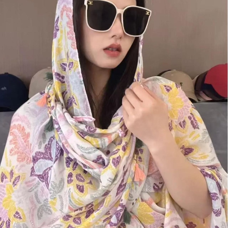 云南青海旅游丝巾夏季高级感女式中长外披复古民族风防晒盘扣披肩|undefined