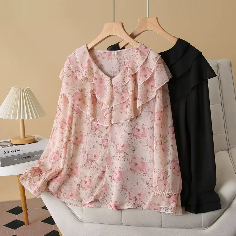 2025 новые летние женские топы больших размеров для полных девушек, свободная и удобная шифоновая солнцезащитная одежда 670