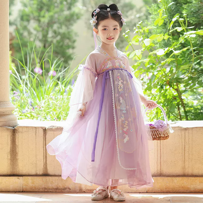 女童汉服2025新款夏季儿童古装超仙女孩套装中国风日常半袖公主裙