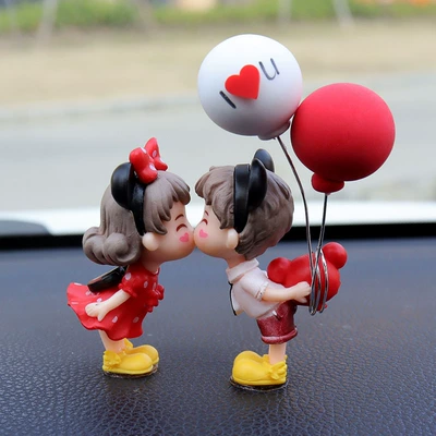 Car Ornaments Cute Mickey Car ornaments - mickey-couple-red-and-white-love-balloon-with-4-traceless-glue