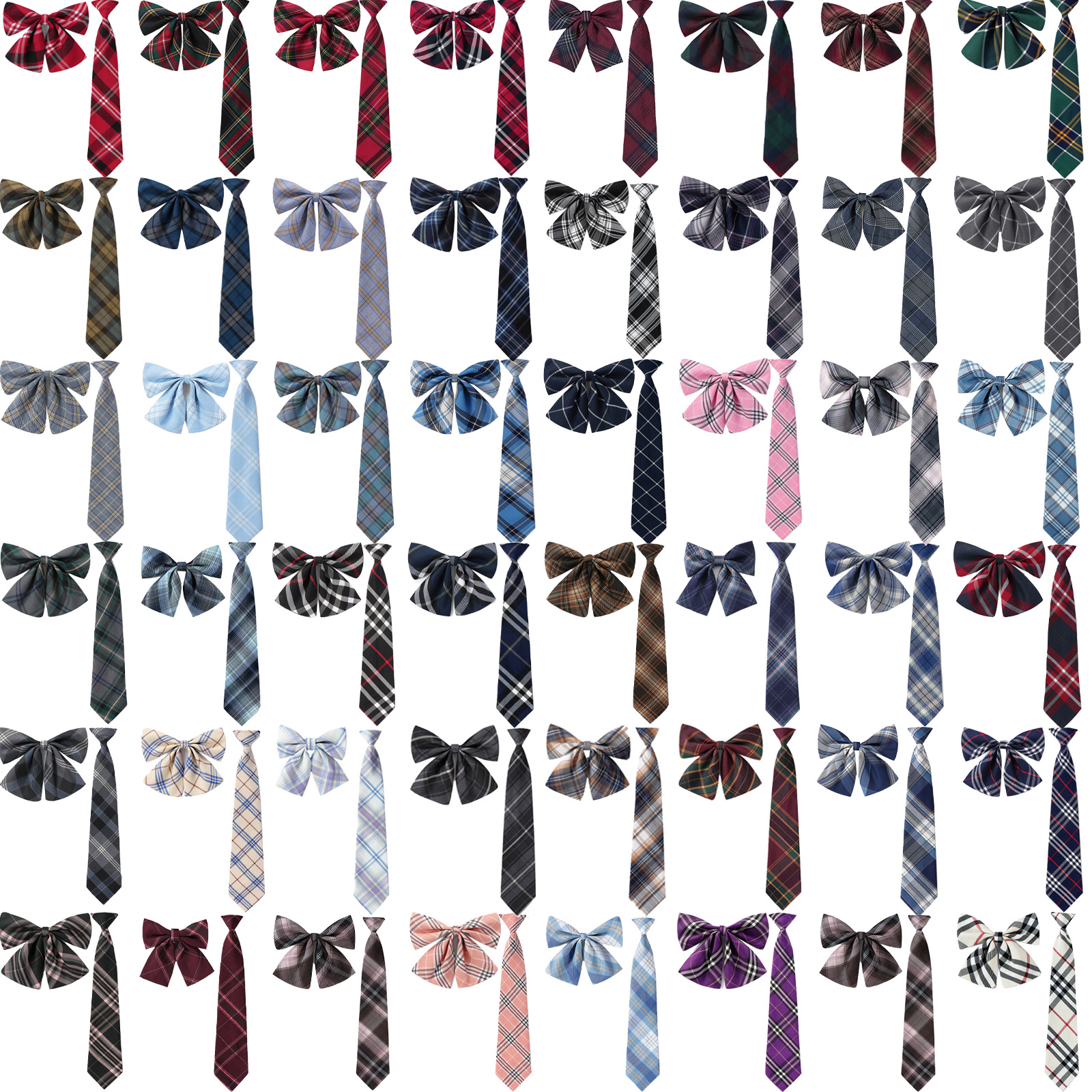 批发供应免打简易学生制服装饰男女情侣同款领结领带格子蝴蝶领花