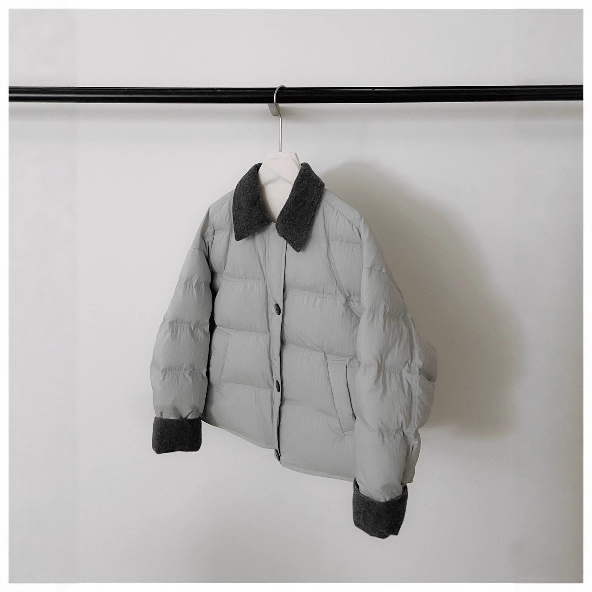 Korean Style 90 White Duck down Woolen Splicing down Jacket for Women 2025 Winter New Warm Contrasting Color Short Jacket
