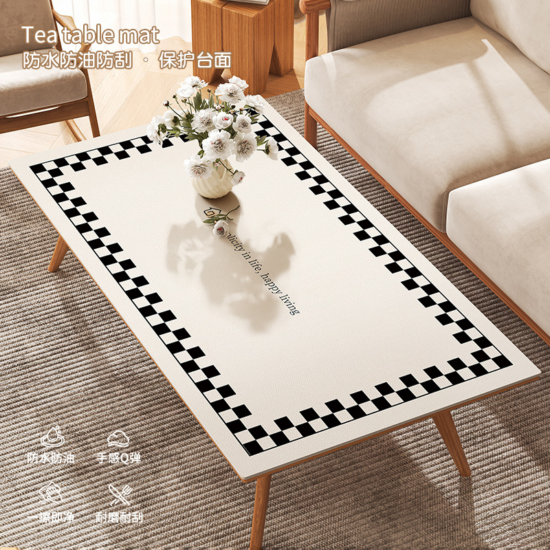 Estera de mesa de cuero lavable impermeable a prueba de aceite anti-escaldadura estera de escritorio mesa de café mantel Luz de lujo de alto grado sala de estar mantel