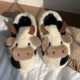 Soft cute girl heart cow cotton slippers fashion non-slip warm all-inclusive home slippers D003qbdbn