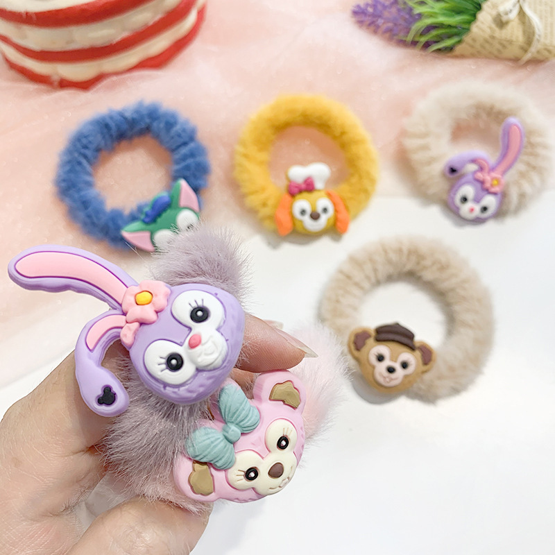 Xingdelu banda de pelo de felpa estilo coreano cuerda de pelo simple lazo banda de goma de pelo ins otoño e invierno nueva cuerda de pelo de piel de dibujos animados