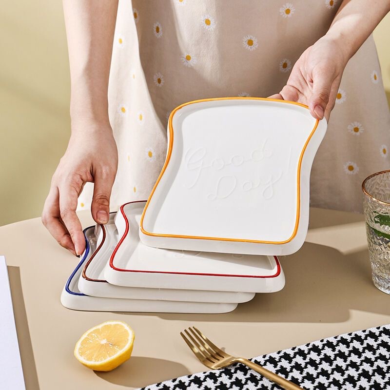 ins style French toast plate morning plate ceremony ceramic flat tray snack plate cake snack dessert plate