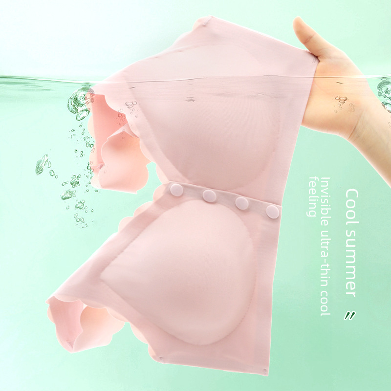 New creative front four button underwear for women, large elastic vest style middle-aged and elderly large size bra without steel rings