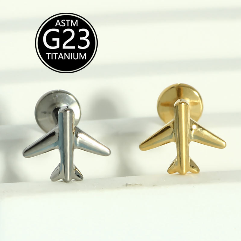 2025 New G23 Titanium Lip Labret Stud ASTM F136 Cool Stylish Aircraft Ear Bone Nail Piercing Jewelry detail image 5