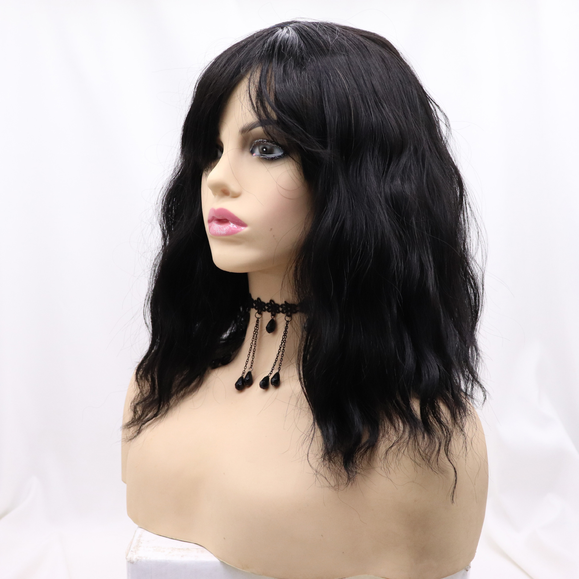 Comercio exterior Europa y América moda fibra química pelucas mujeres blancas de cabello largo recto de seda de alta temperatura cubierta de cabeza al por mayor SK004