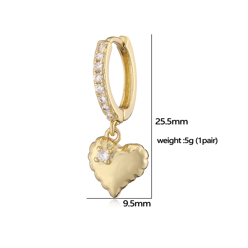 6g Weight Copper Ear Needle Material Zircon Inlay Material Charm Sleeper Hoop Earrings, Earrings Classification 1 Pair Quantity Holiday, Banquet, Daily Occasion Copper Material Cherry, Heart Shape Pattern Women's Gender Inlay Design Sweet Style 1 Pair Sweet Cherry Heart Shape Inlay Copper Zircon Earrings 18