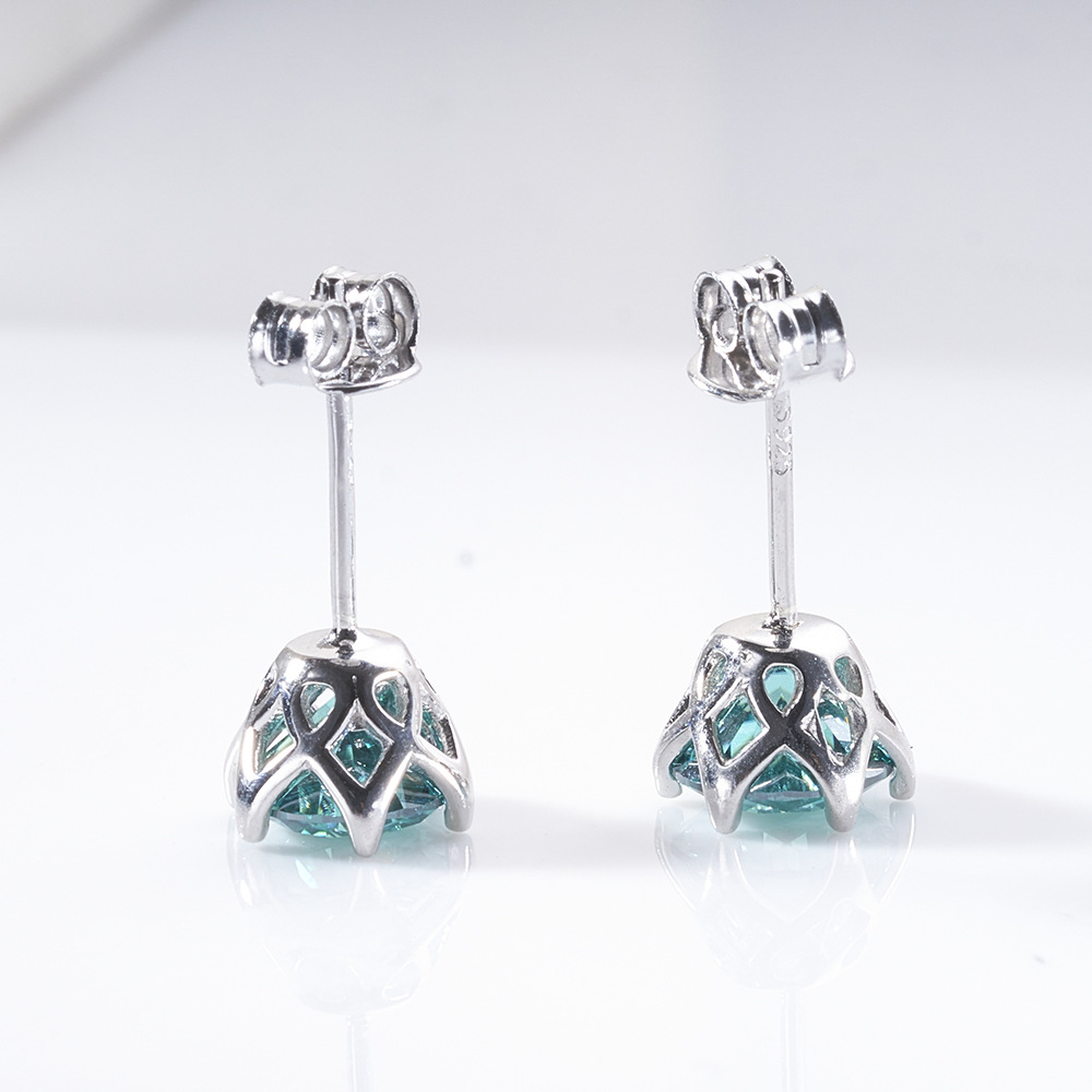 0.5 / 1 quilates de esmeralda mozanita pernos de orejas de mozanita natural ultra brillante pernos de orejas de lujo fino en vivo venta caliente orejas