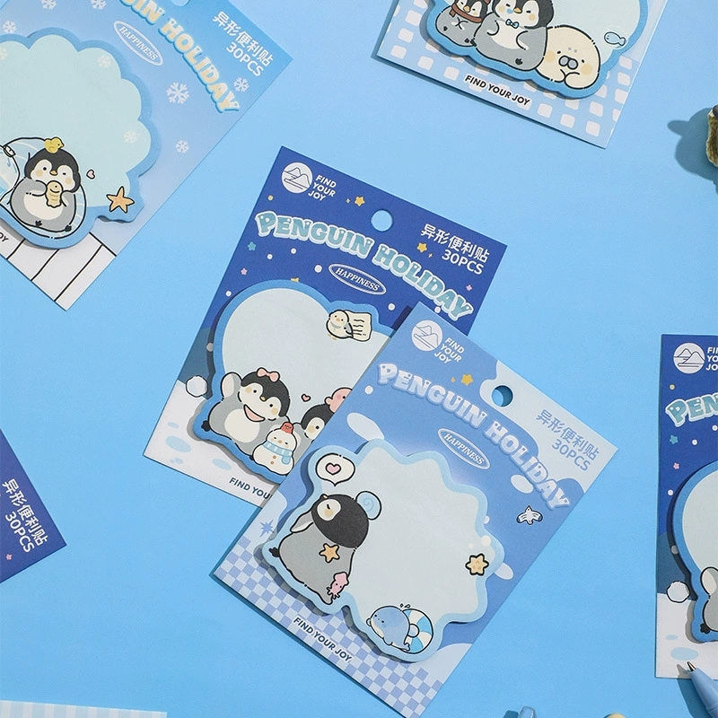 方岛 Penguin Holiday Series Alien Post-it Notes Creative Cartoons Can Tear Hand Account Message Memo Notes 4 Models