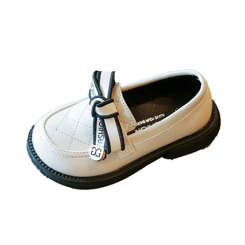 Girls' black leather shoes 2024 spring and autumn new Korean style bow children's princess shoes medium and large children's soft sole shoes