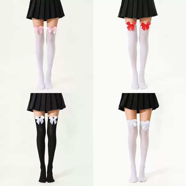 Cross-Border Velvet Over-The-Knee Socks with Bowknot, Thin and Alluring, Sexy and Fun, Can Be Worn Outside, Japanese Style Jk Long Stockings