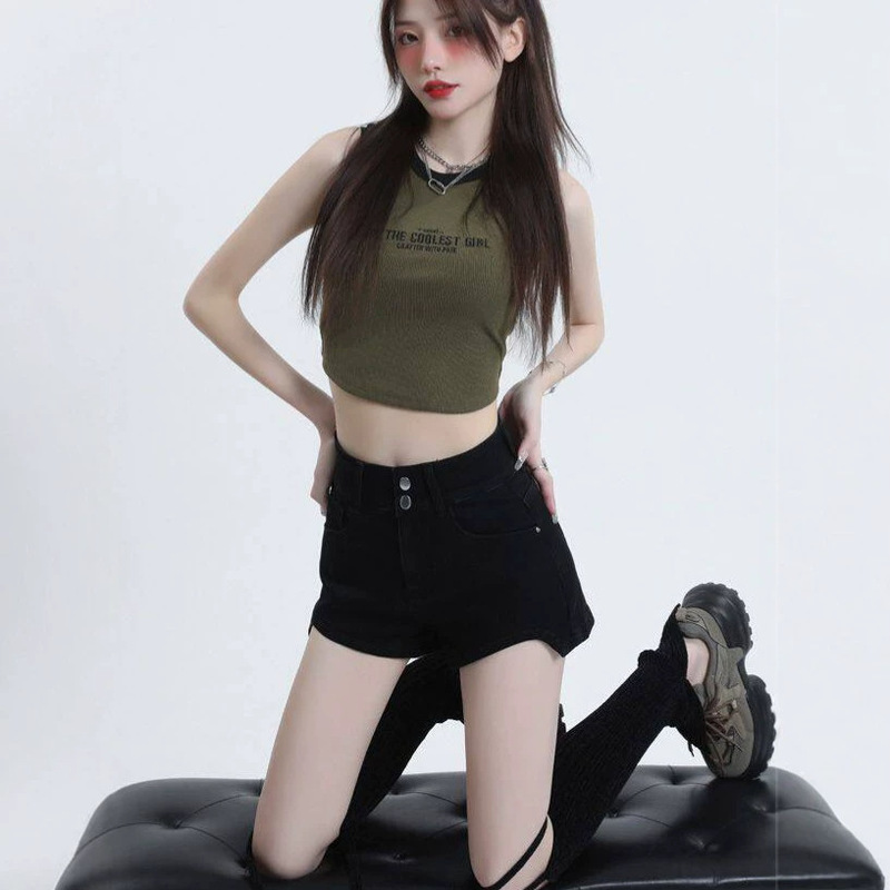 Black Denim Shorts for Women, High-Waisted, 2026 New Summer Style, Slimming A-Line Hot Girl Popular American-Style Hot Pants Black Denim Shorts for Women, High-Waisted, 2026 New Summer Style, Slimming A-Line Hot Girl Popular American-Style Hot Pants