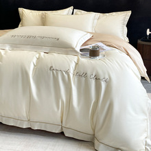 轻奢高级感纯棉床上四件套2025新款全棉被套罩床笠宿舍床单三件套