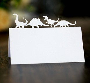 Cross-border personalized cartoon dinosaur seat card hollow out baby birthday party three-dimensional seat card sign-in table card