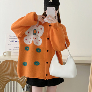 in stock ~ New Maternity Dress Dopamine Loose Sweet Cashmere Small Flower Knitted Sweater