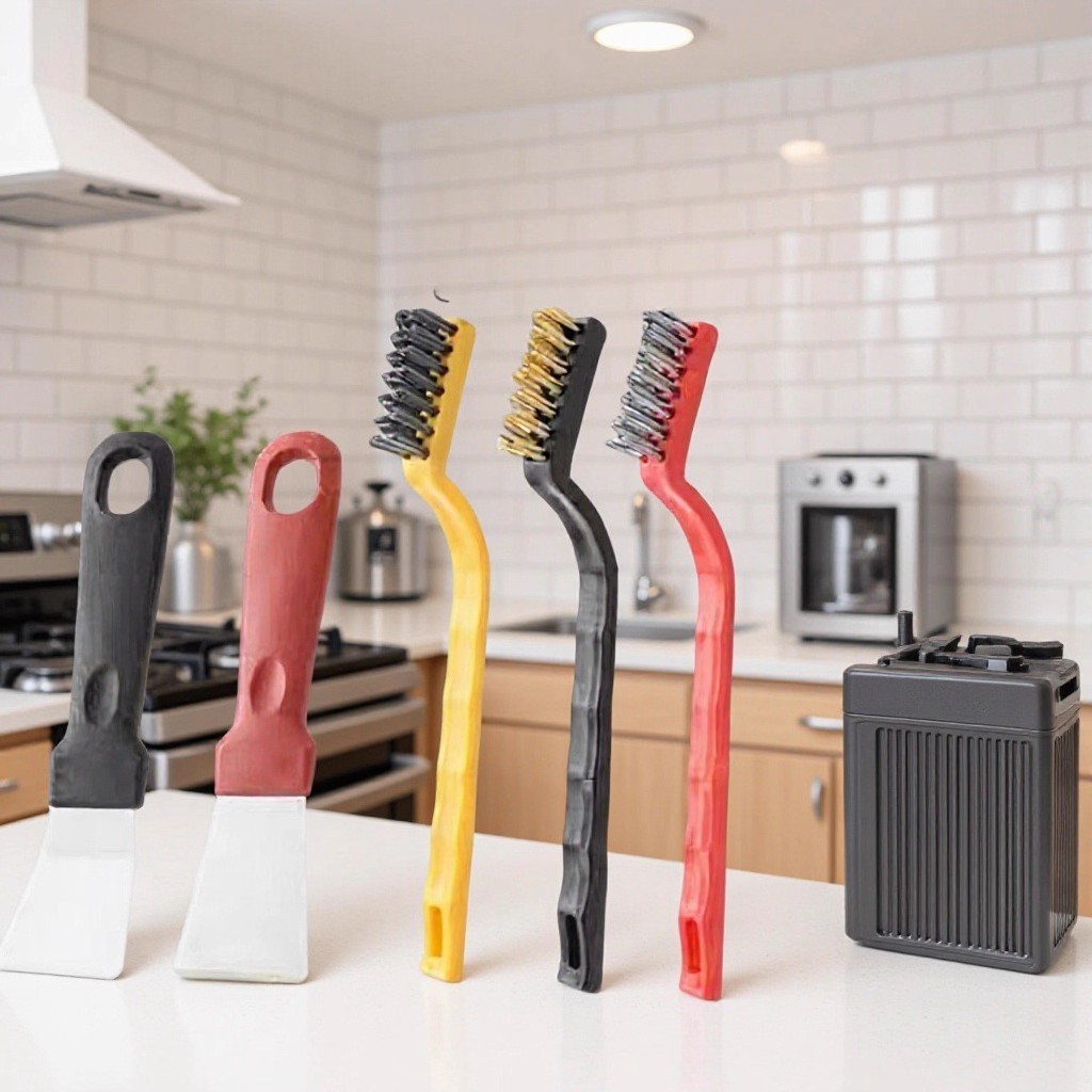 Household Kitchen Cleaning Stove Brush Five-Piece Set Multi-Functional Cleaning Pot Bottom Vortex Range Hood Scraper Tool