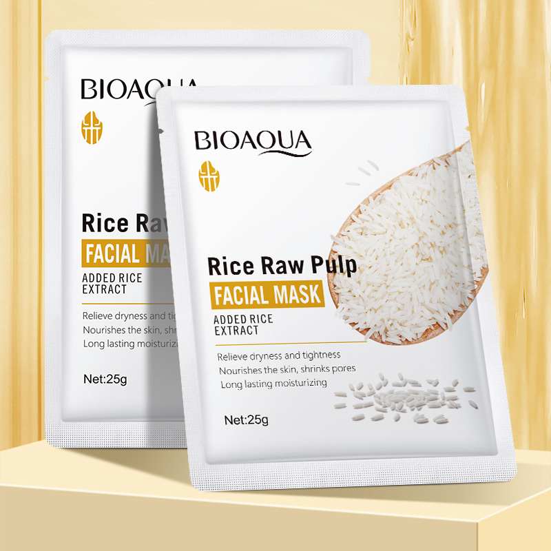 Máscara facial en inglés BIOAQUA pulpa de arroz máscara facial hidratante máscara hidratante comercio exterior transfronterizo