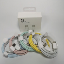 适用苹果iPhone15编织双TYPE-C数据线马卡龙编织数据线C-C充电线