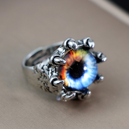 Eurasian Cross-border Accessory Devil's Eye Bracelet for Men - Powerful Trendy Open Ring Zinc Alloy Hip-Hop Ring