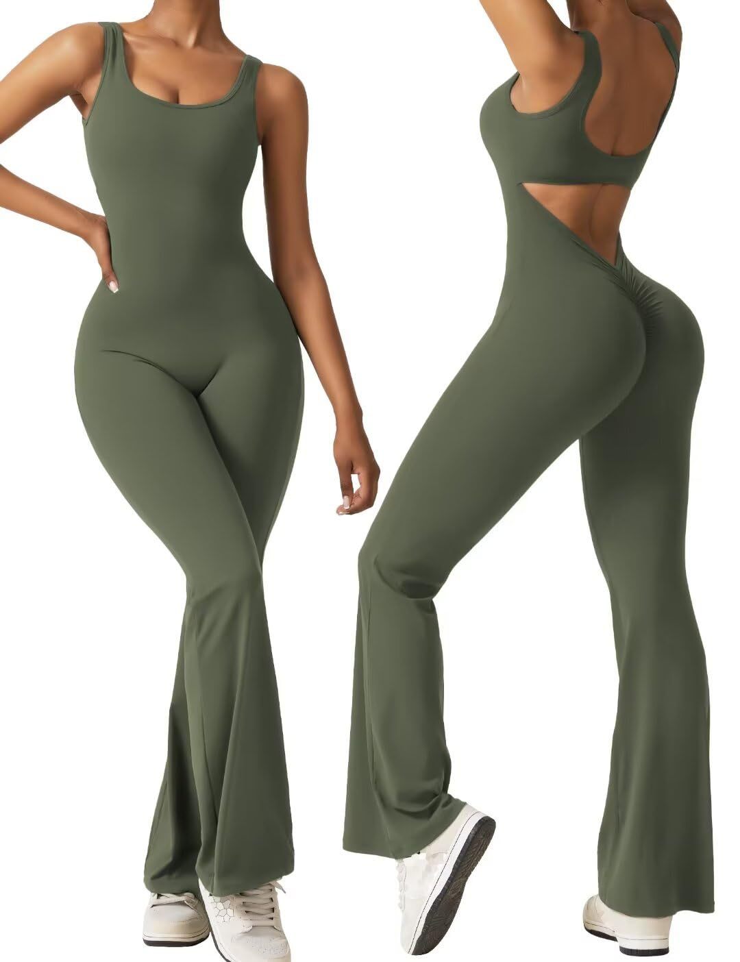 Women's Sleeveless Flared Jumpsuit Sexy Backless Tight Hip Lifting Yoga Jumpsuit For Women_ecoleips.com